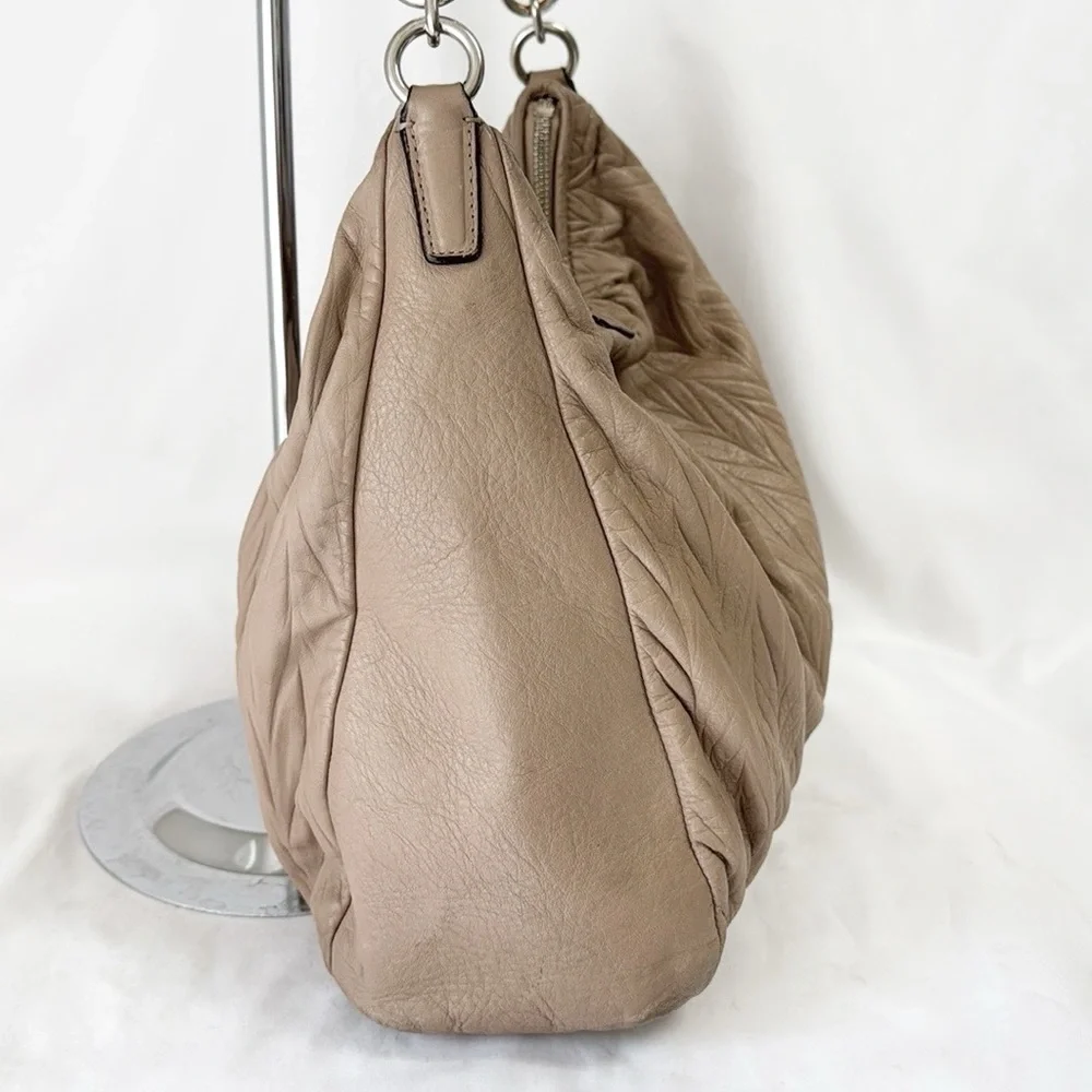 Coach Taupe Quilted Leather Hobo Bag with Silver Hardware